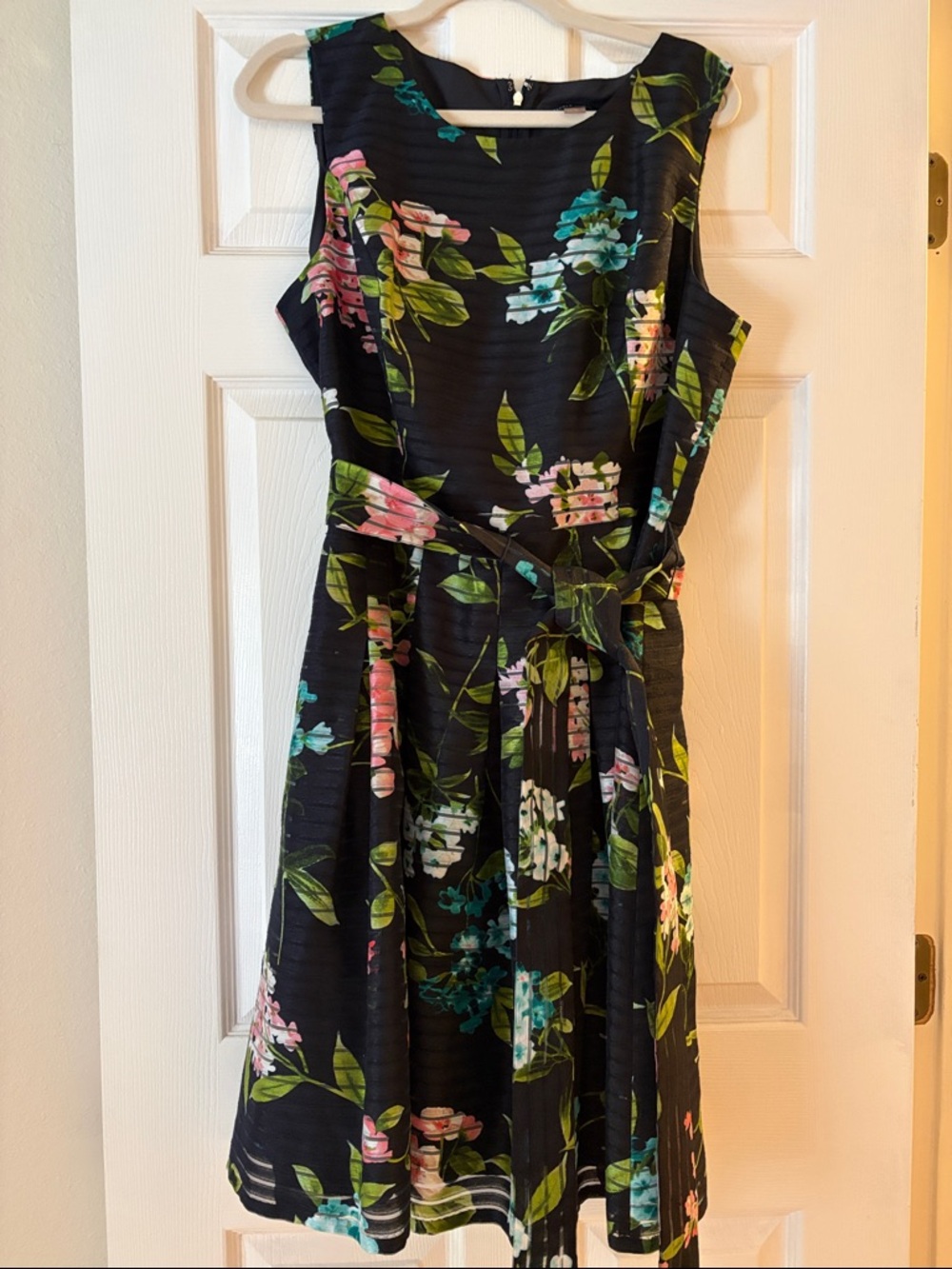 Tommy Hilfiger Black Floral Belted Midi Dress